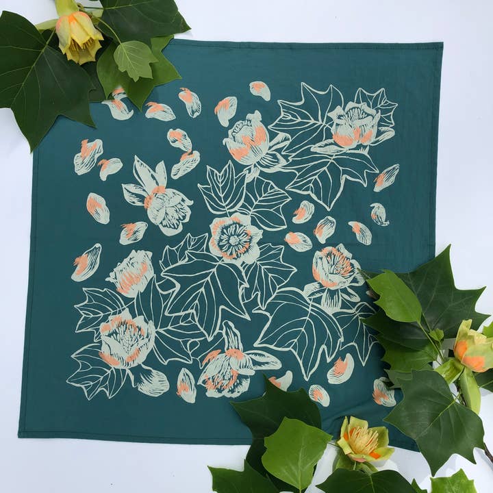 Tulip Poplar Bandana Jade for wholesale by Solstice Handmade
