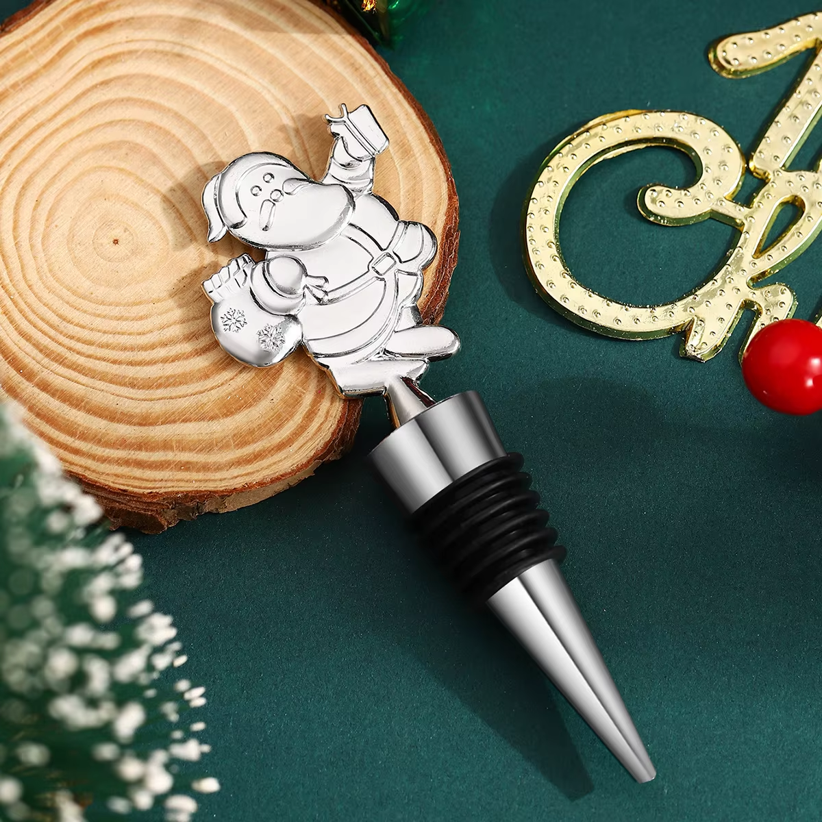 Sostraw & SmartThings - Wholesale Wine Stopper - Christmas Bottle Stopper - Star, Santa, Car - Gold or Silver3