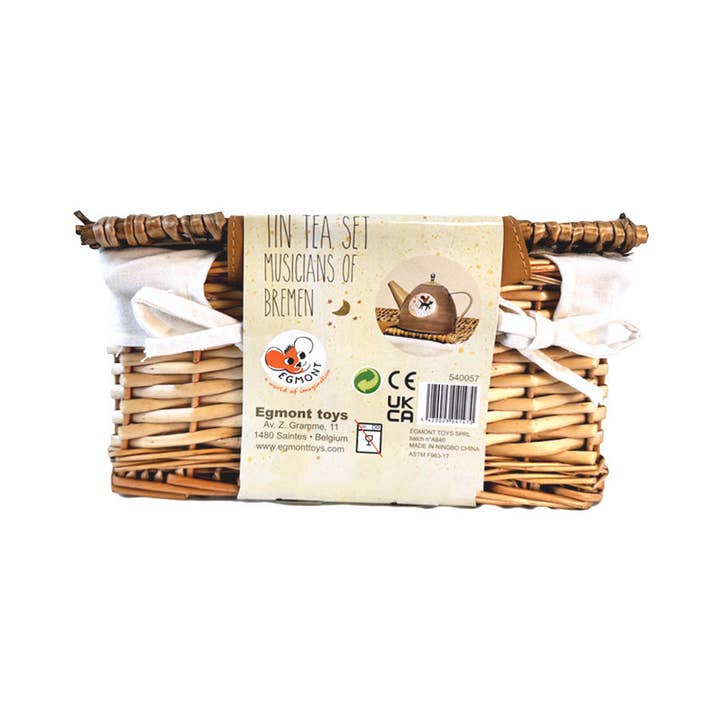Egmont - Wholesale Toy Feeding Set - Kids - Musicians of Bremen Tin Tea Set In a Wicker Case3