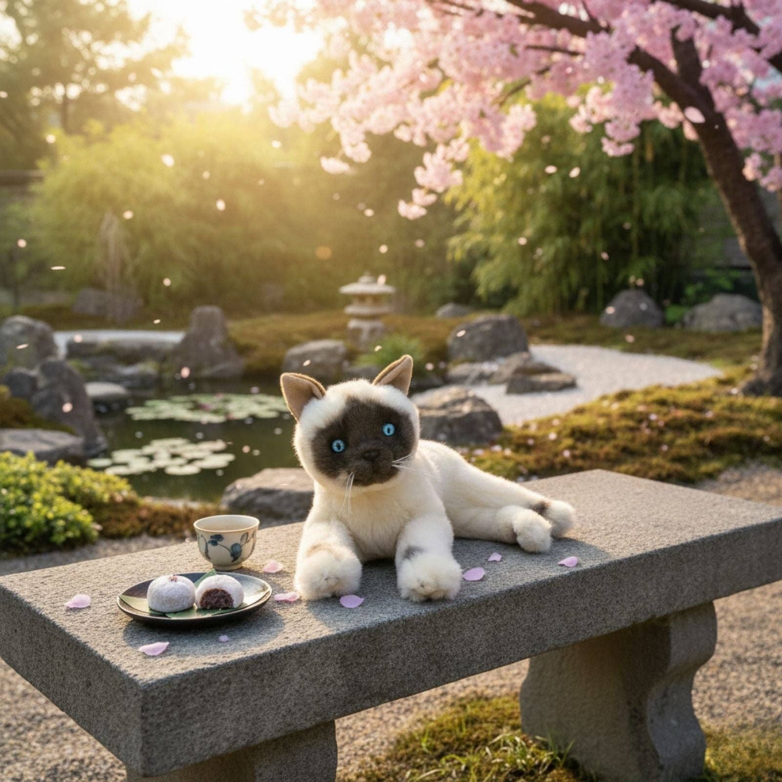 Bocchetta Plush Toys - Vendita all'ingrosso Peluche - Bambini e neonati - Mia - Gatto Burmese - 30 cm sdraiato1