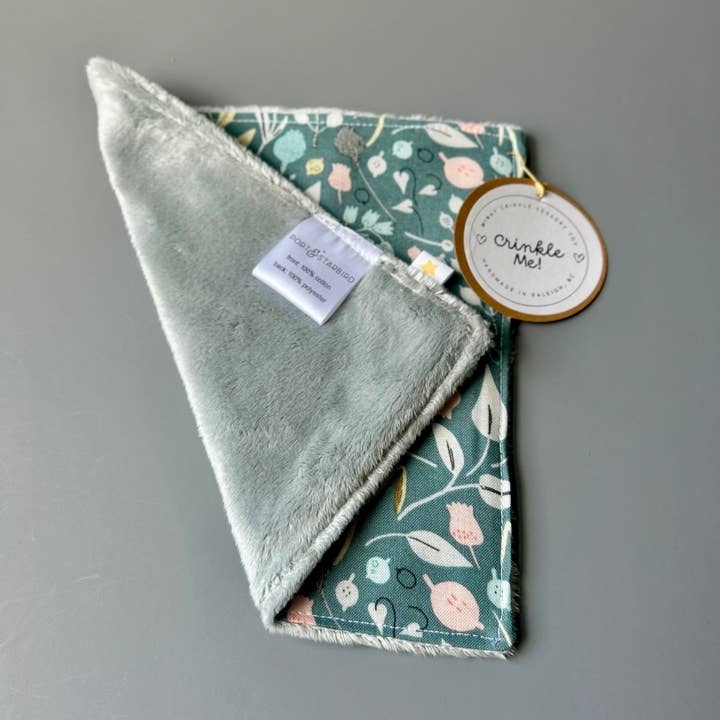 Port & Starbird - Wholesale Crinkle Tag Toy - Baby - Ditzy Floral Minky Crinkle Sensory Toy 1