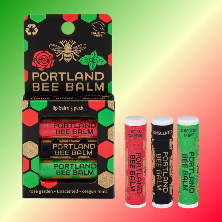 Portland Bee Balm - Wholesale Lip Balm Set - Mint, Rose & Unscented Assorted Beeswax Lip Balm – 3-Pack1