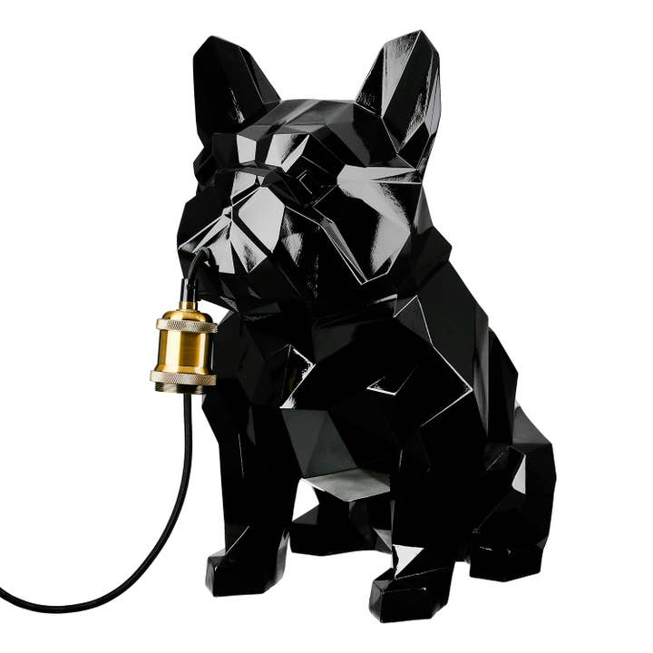 Table lamp Bulldog Geo black H. 46 cm, PU 1 for wholesale by Gilde Handwerk Macrander GmbH & Co. KG