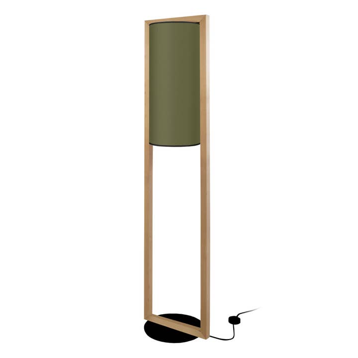 Lámpara de pie LA DÉFENSE de madera oscura con columna verde para venta al por mayor de Tosel Shop