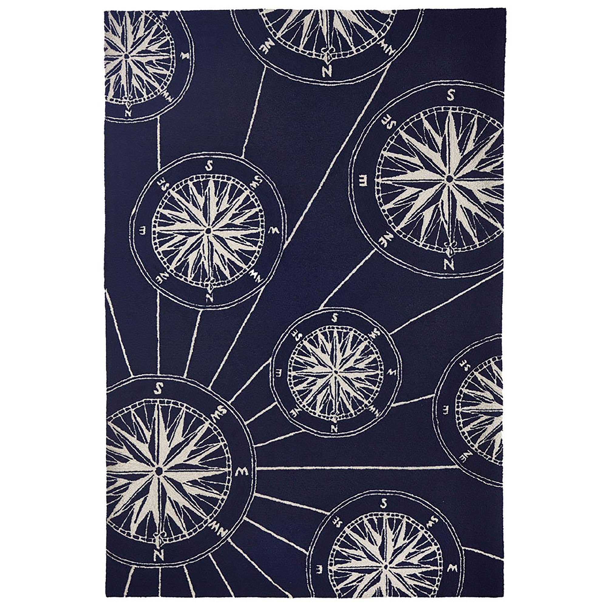 Navy Frontporch Compass Indoor/Outdoor Rug for wholesale on Faire8