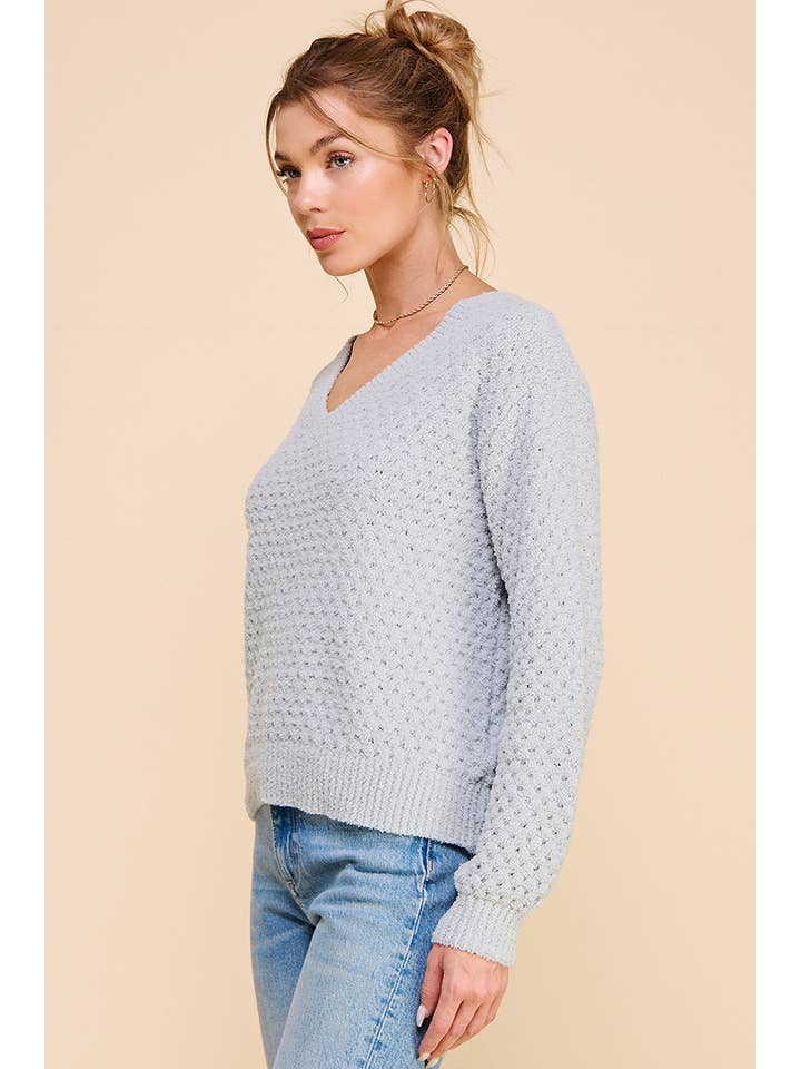 Allie Rose - Wholesale Knit Sweater - Women's - Soft Cloud Pique V Neck Sweater13