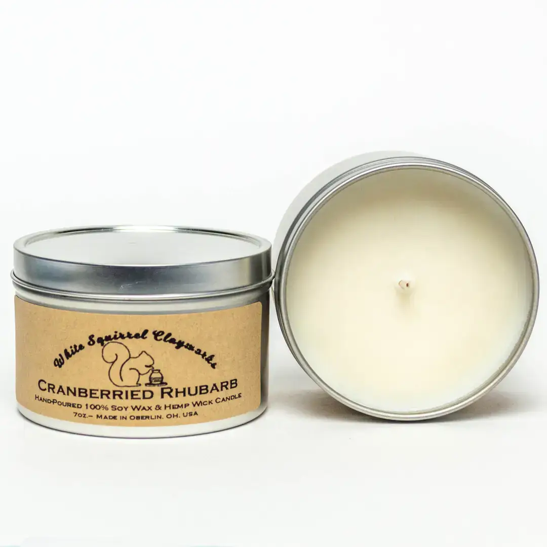 White Squirrel Clayworks – Velas de viagem por atacado – Cranberried Rhubarb - Vela de soja derramada à mão - 7oz0