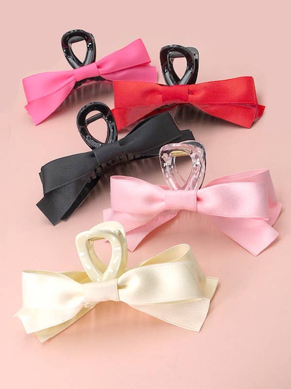 LARGE SILKY RIBBON BOW HAIR CLAW CLIPS | 40H720 for wholesale by JOSSLYN by wall to wall