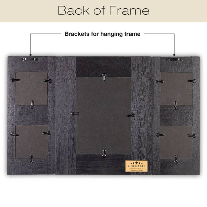 Negro Marcos de fotos rústicos de madera envejecido para collage: capacidad para 5 fotos de venta al por mayor en Faire2