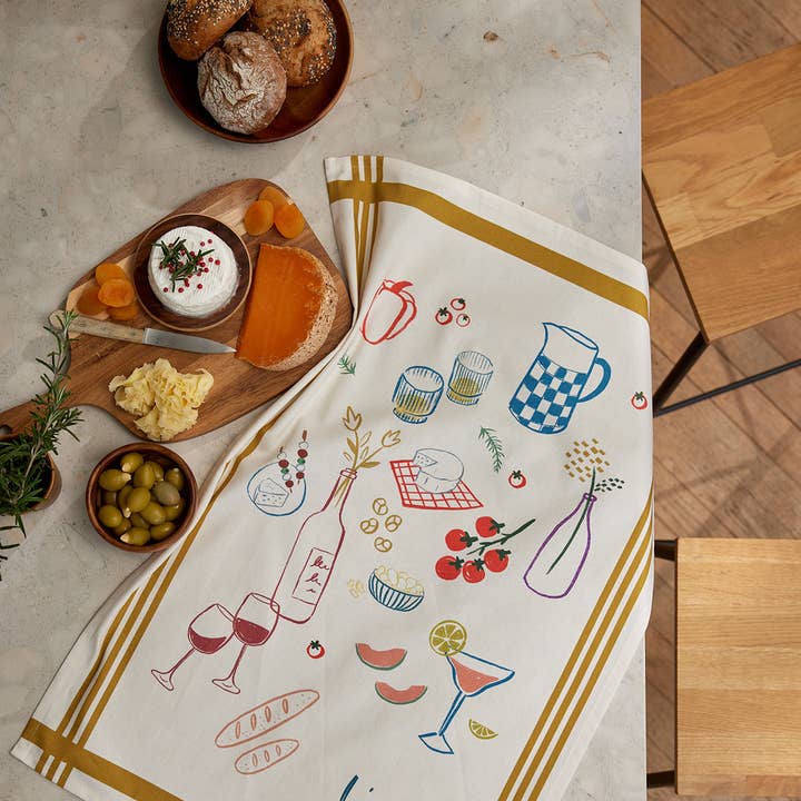 L'aperitivo - strofinaccio stampato 50x75 in cotone per la vendita all'ingrosso da parte di Coucke