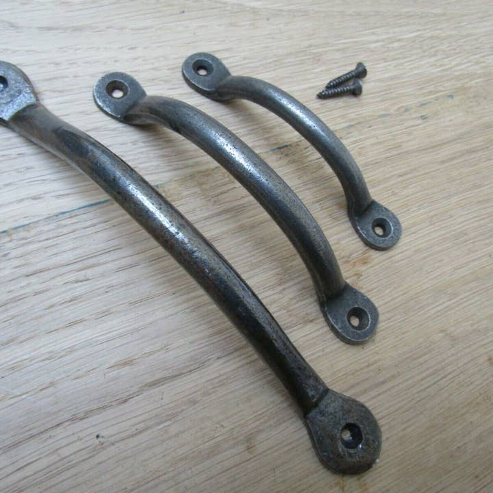 7" Penny Bow Cabinet Pull Handle Antique Iron for wholesale by IronmongeryWorld