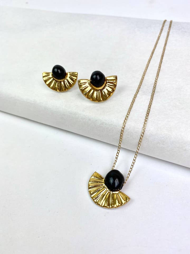 Gouden waaierketting - zwart porselein voor wholesale door Barrow PDX