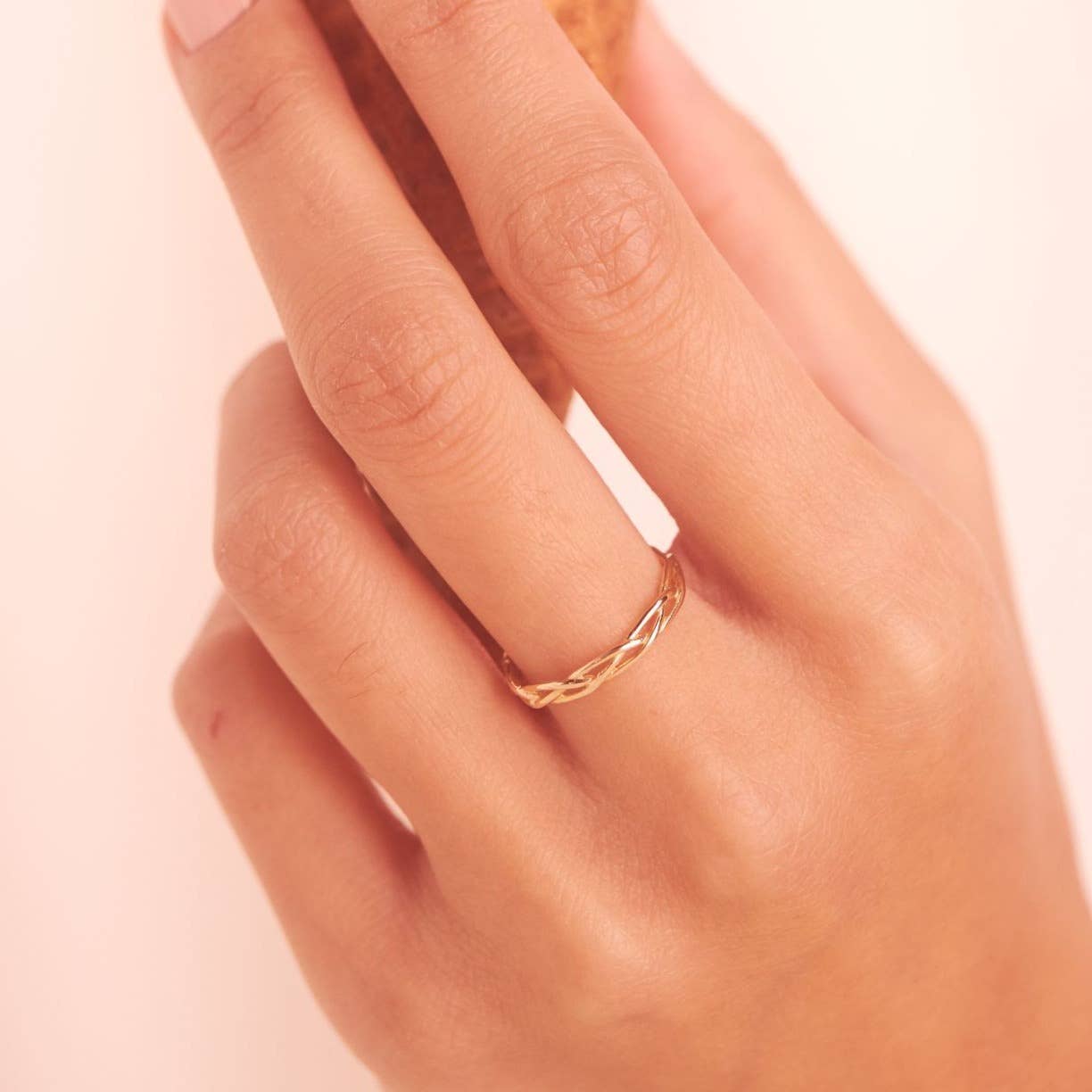 Ofina Jewelry – wholesale Band/stacked ring – 10k Solid Gold Open Twist Ring 3