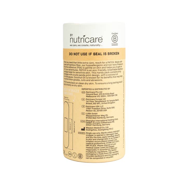 PATCH (Aus) - Eco First Aid - Wholesale Plasters/bandages - PATCH Adhesive Bandages Panda Coconut Oil Kids5