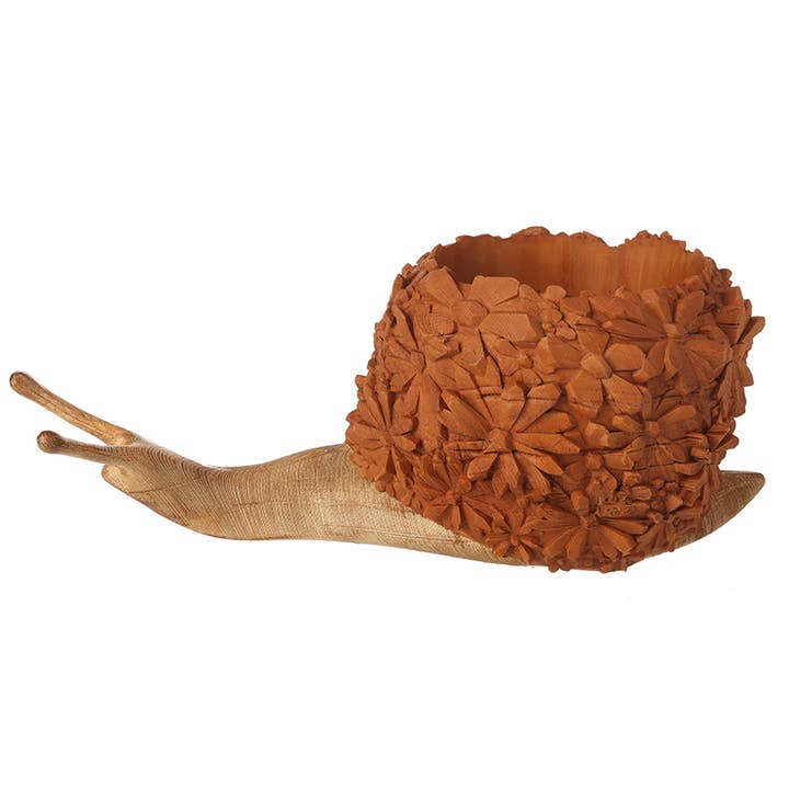 ORANGE WOOD FINISH SNAIL POTS for wholesale by Heaven Sends