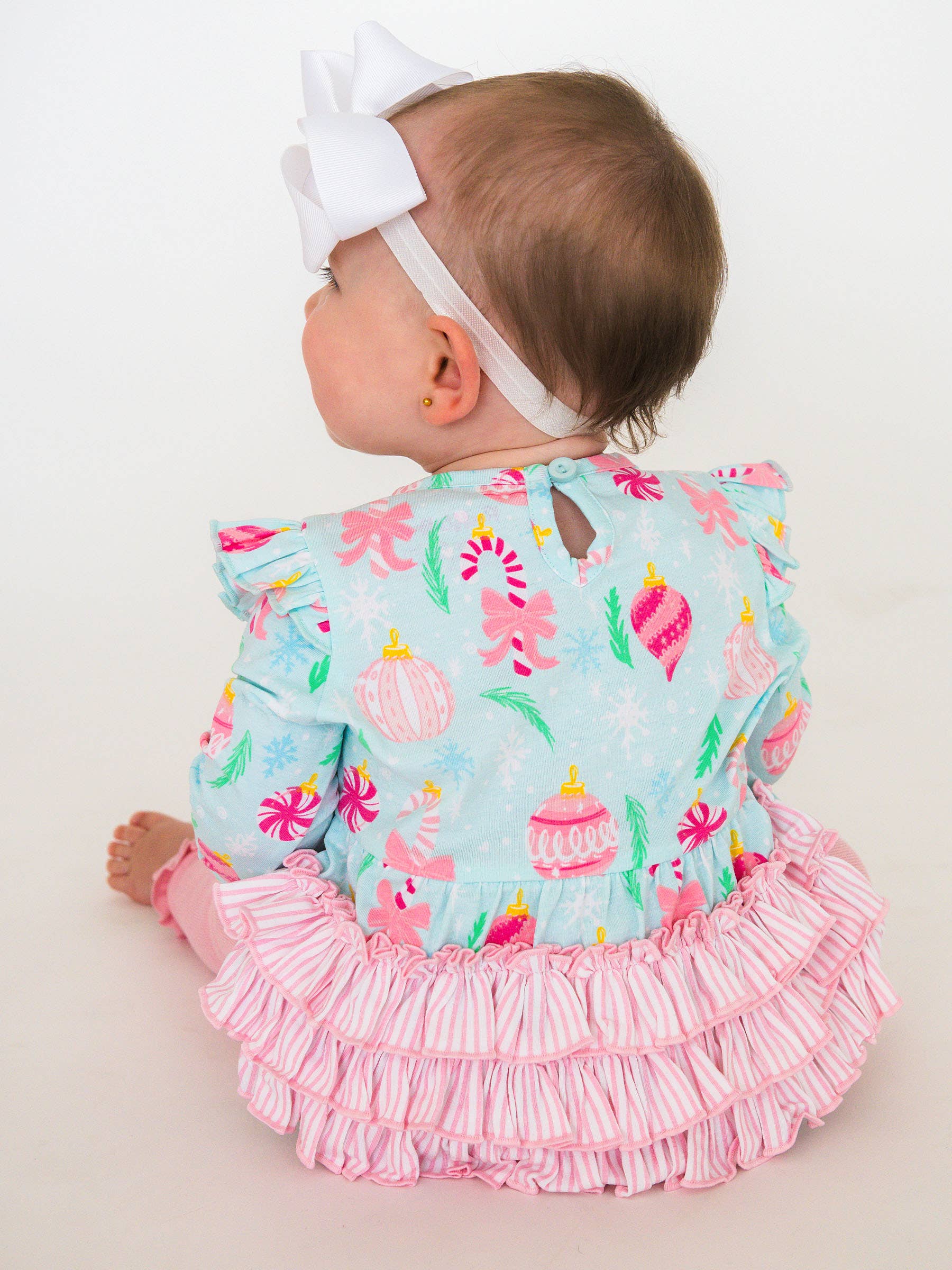 Blue Baby Girls Ornament Dreams Knit Long Sleeve Flutter Bubble Romper for wholesale on Faire1