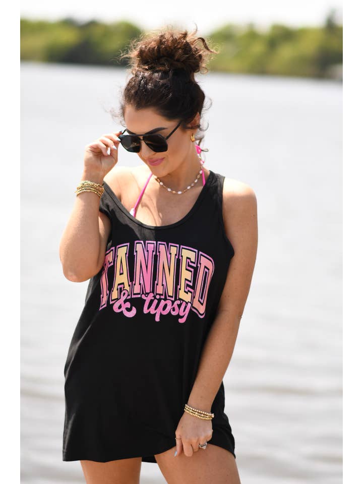 Black RTS Tanned & Tipsy Ombré Tank for wholesale on Faire