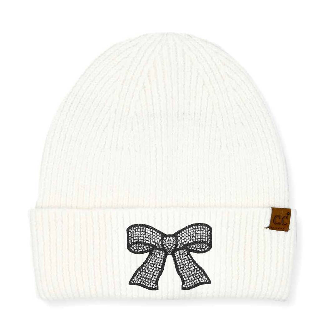 Fashion City - Wholesale Beanie - Women's - Rhinestone Ribbon Bow Embellishment Beanie4