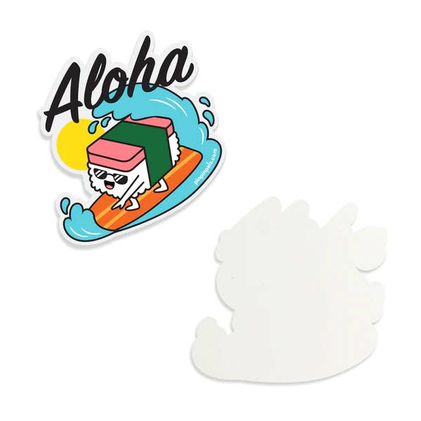 Pals & Co. - Wholesale Sticker - Musubi Surfing Aloha - Vinyl Sticker1