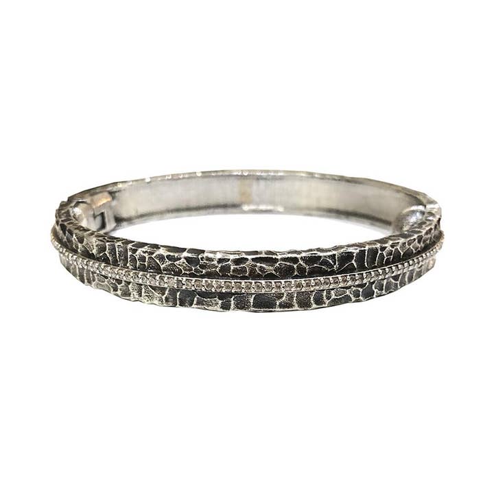 Vintage Silver Egy Crystal Line Bangle for wholesale by TAT2 DESIGNS