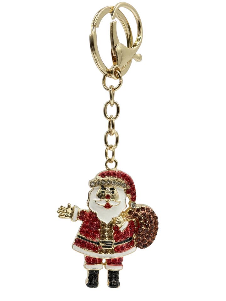 Gold Santa Diamante Keyring for wholesale by Wildtouch