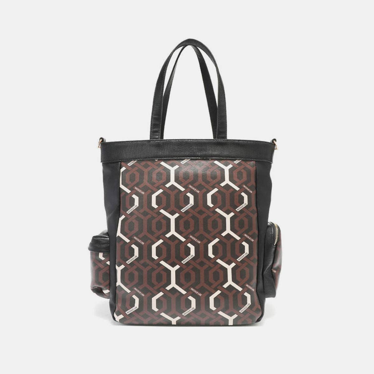 Brown Nicole Lee USA Geometric Pattern Tote Bag for wholesale on Faire4