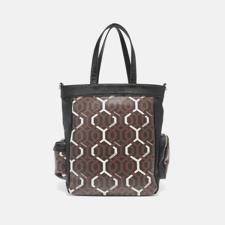 Brown Nicole Lee USA Geometric Pattern Tote Bag for wholesale on Faire4