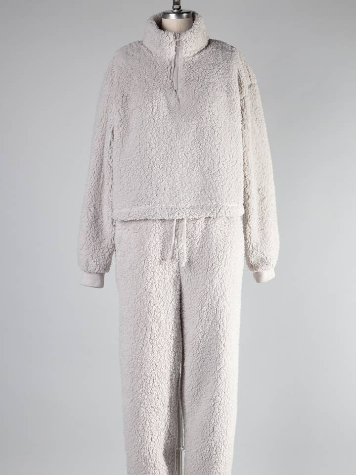 FSE3591-STK Fluffy Teddy Bear Fit Pullover Sweater Pants Set for wholesale by Fascination by Intrend