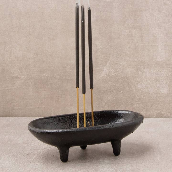 Cast Iron Oval Smudge Dish + Incense Burner for wholesale by Liv Rocks