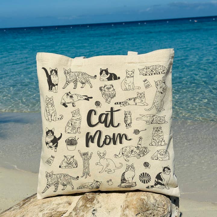 Sween Shop - Vendita all'ingrosso Borsa tote - Donna - Borsa in tela di cotone "Mamma Gatto" regalo per animali domestici2