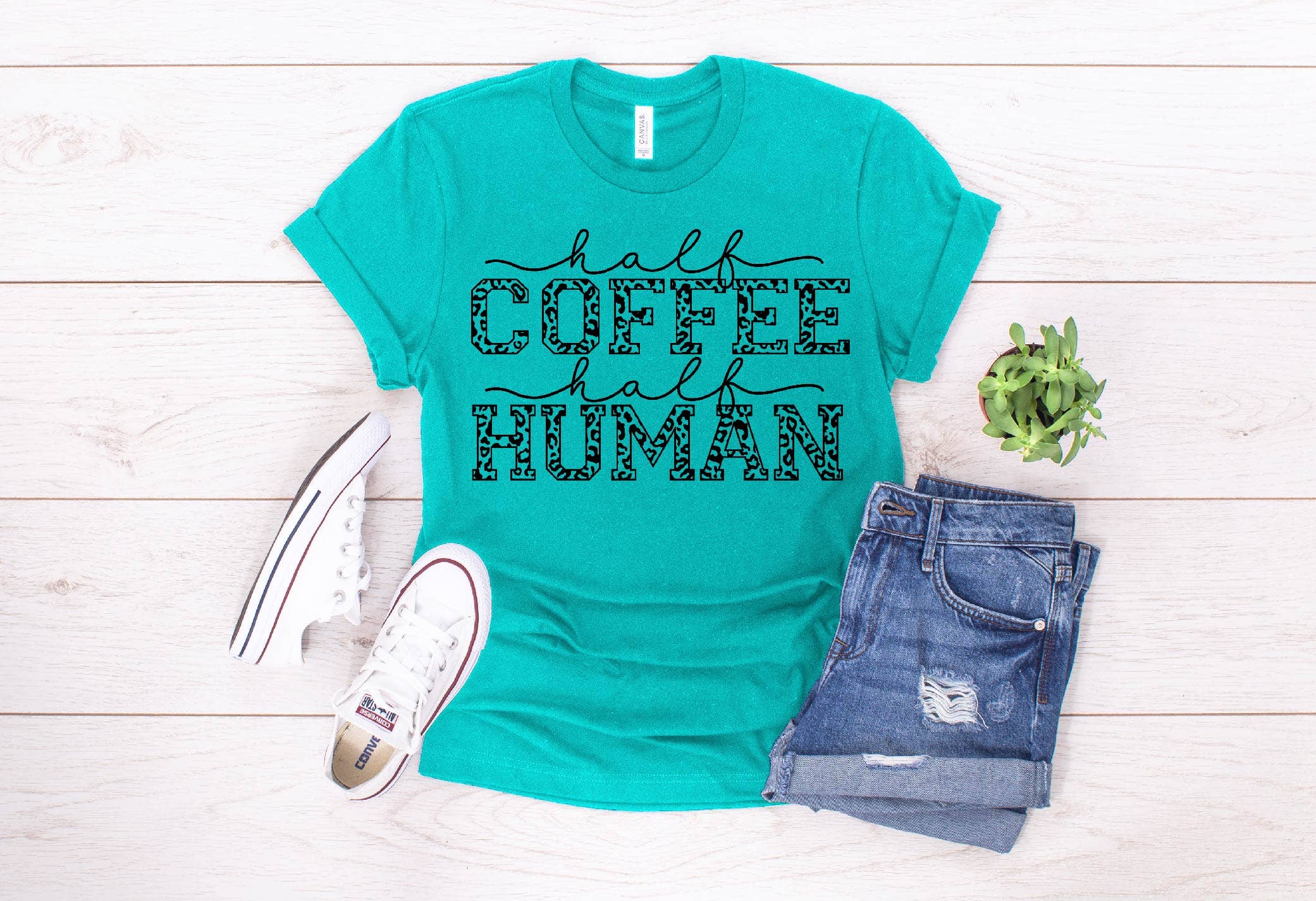 Southern Attitude Designs Inc - Wholesale T-Shirt (Graphic) - Women's - Half Human Half Coffee0