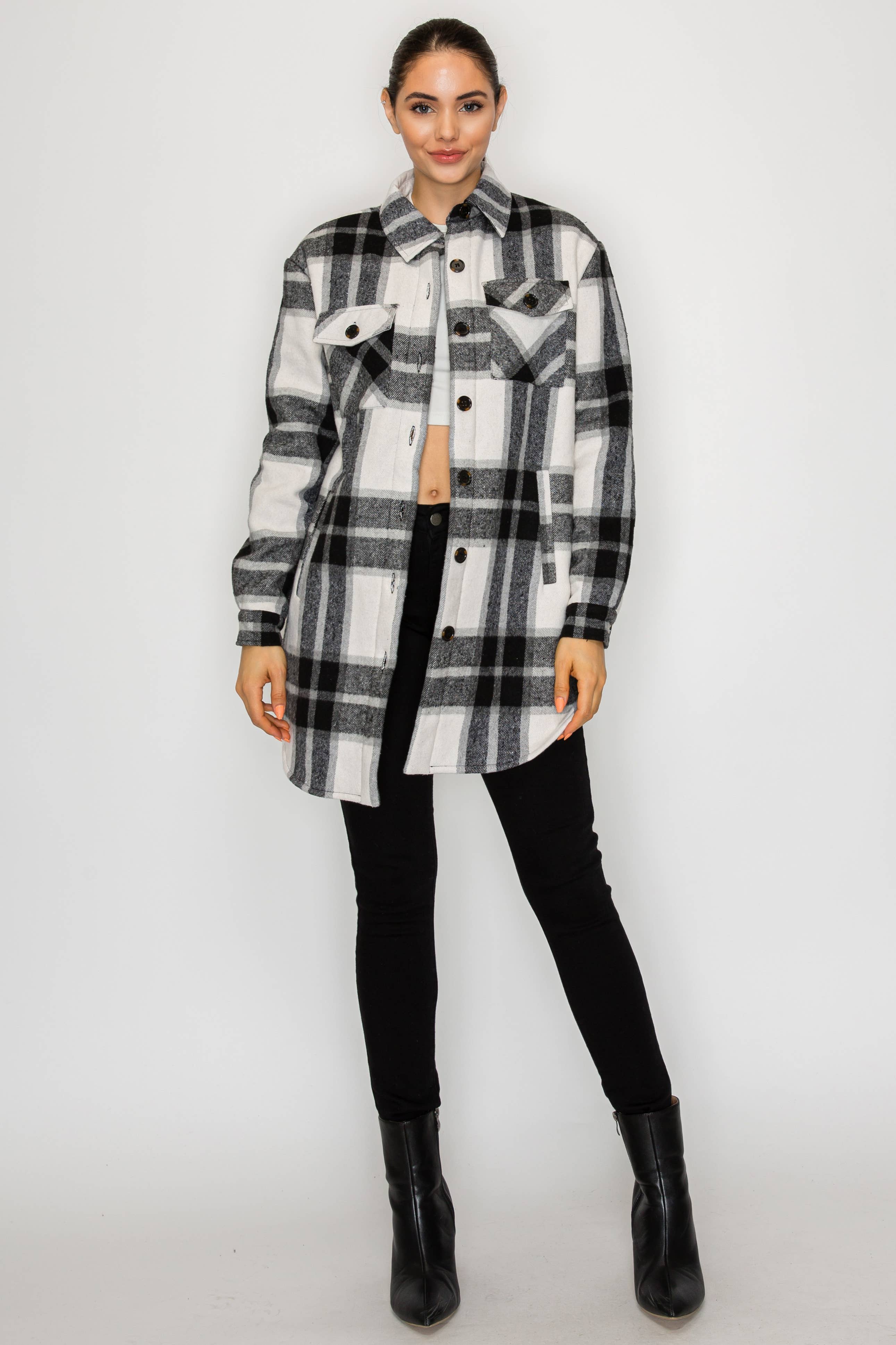 PATRONCITO USA INTERNATIONAL, INC - Wholesale Shirt Jacket/Shacket - Women's - Women Plaid Long Button Shirts Jackets (Shakets) LJ450-202515