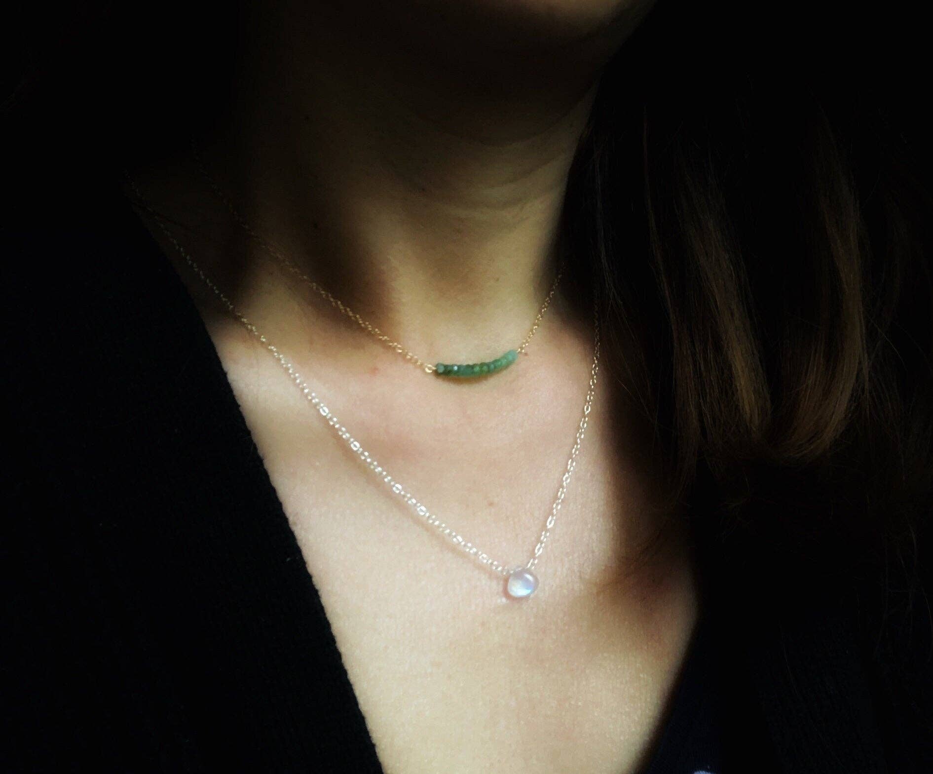 SEQAY - Wholesale Pendant/Charm Necklace - Delicate moonstone necklace, rainbow moonstone, 925 sterling silver, goldfill, rose gold filled, minimalistic jewelry for women6