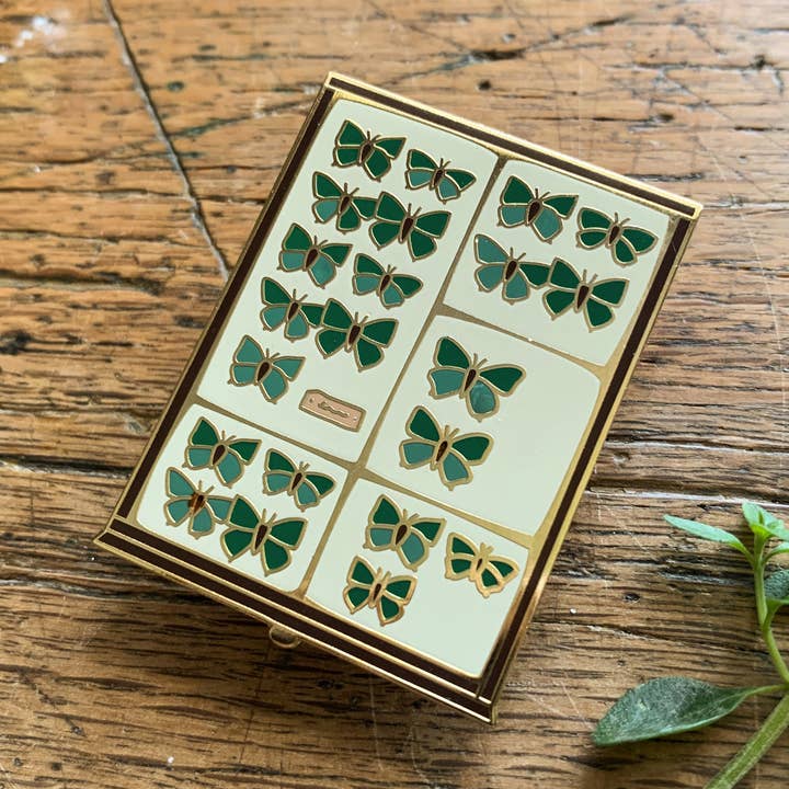 Georgiou Draws - Wholesale Lapel Pin/Button - Butterfly Tray Cabinet of Curiosities Enamel Pin Badge0