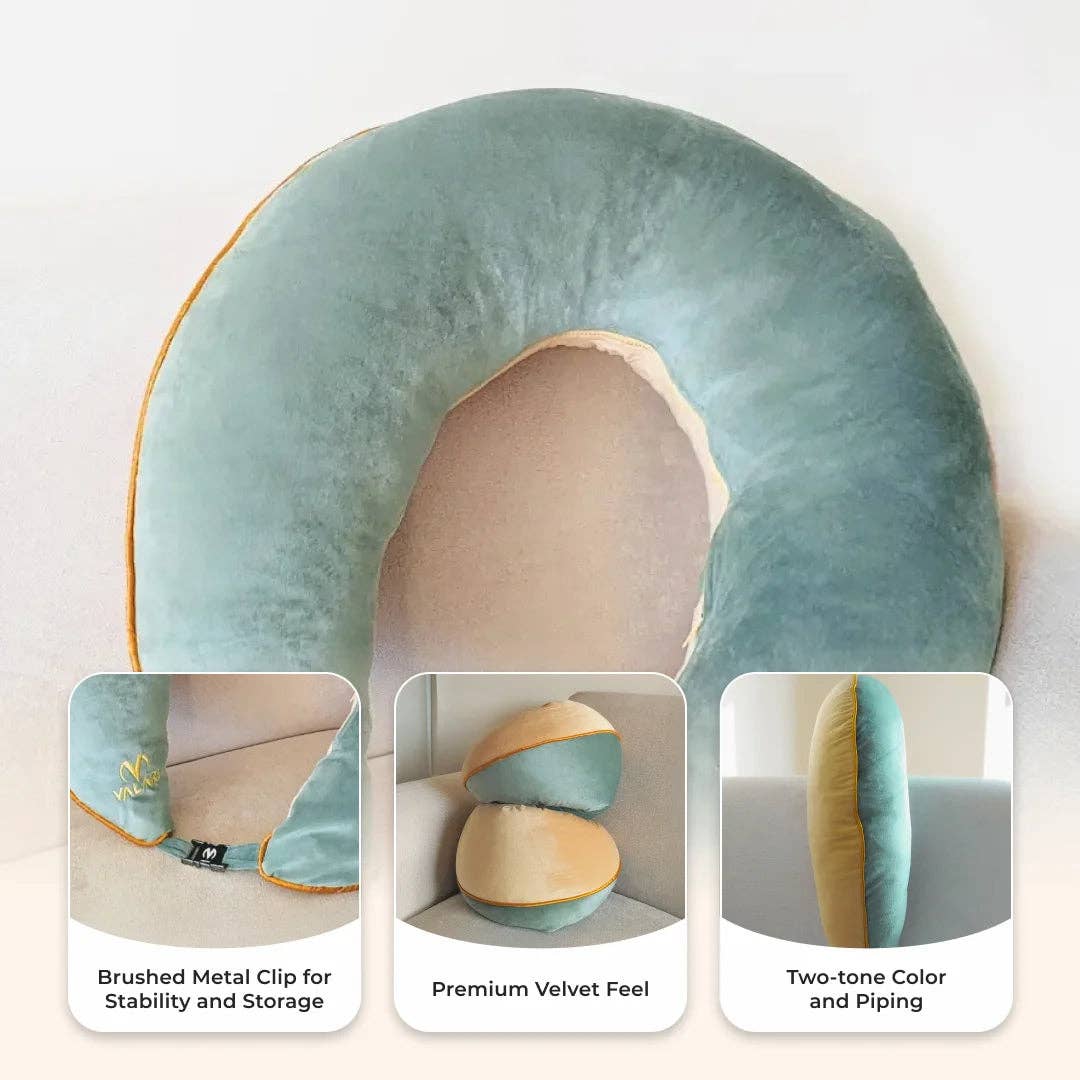 Valari - Wholesale Chair Cushion - Premium Velvet - Sage/Yellow3