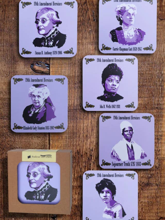 19th Amendment Heroines Coaster Set for wholesale by Radical Tea Towel North America