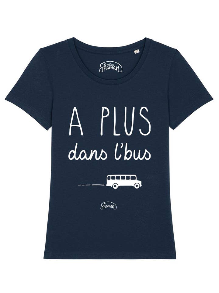 NAVY DAMES T-SHIRT A PLUS DANS L'BUS voor wholesale door Le Roi du T-shirt