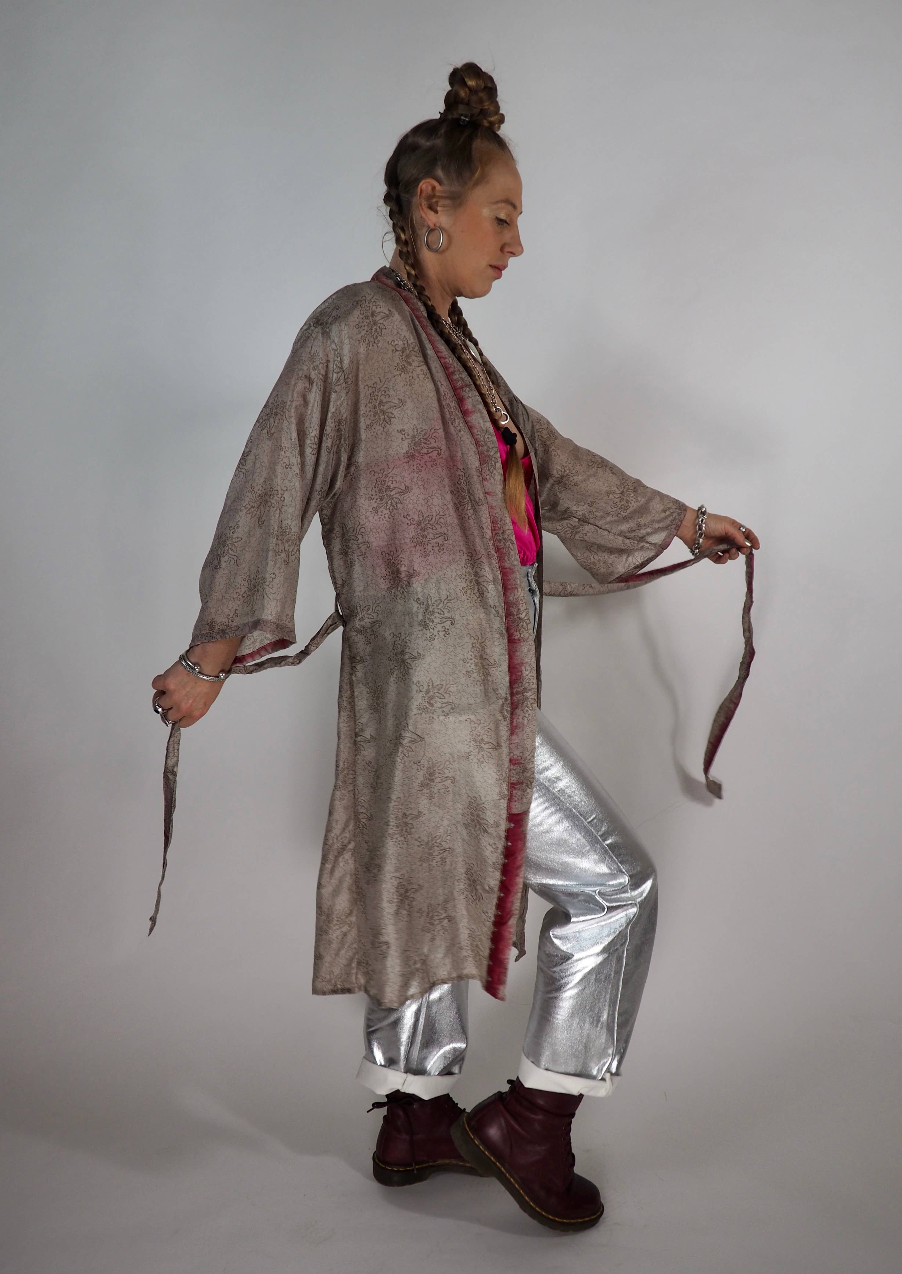 Vagabond Ibiza - Wholesale Kimono - Women's - The Kardash Kimono Mid-Length – Upcycled Vintage Sari Kimono20