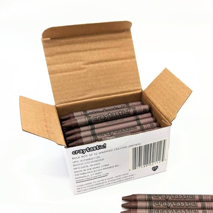 Craytastic! 52 Count Brown Bulk Wrapped Crayons for wholesale by 203 Brands