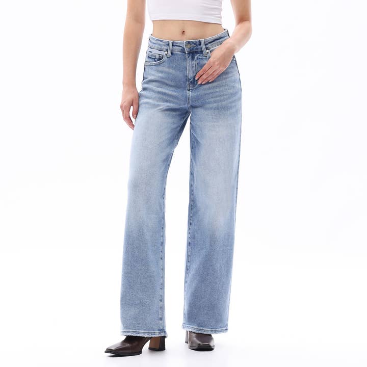 High Rise Relaxed Stretch Straight Leg Jeans OST5024 for wholesale by ONESO