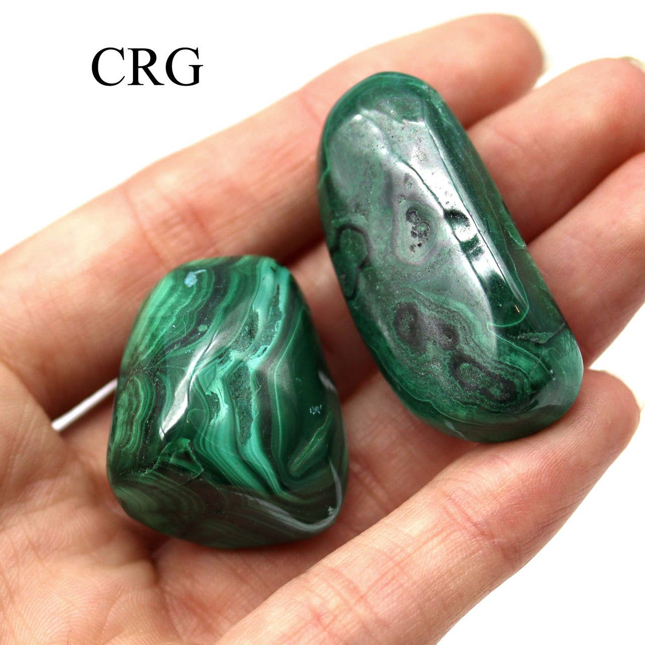 Crystal River Gems LLC - Wholesale Spiritual Stone/Crystal - 8 OZ. LOT - Malachite Tumbled Gemstones / 1" AVG3