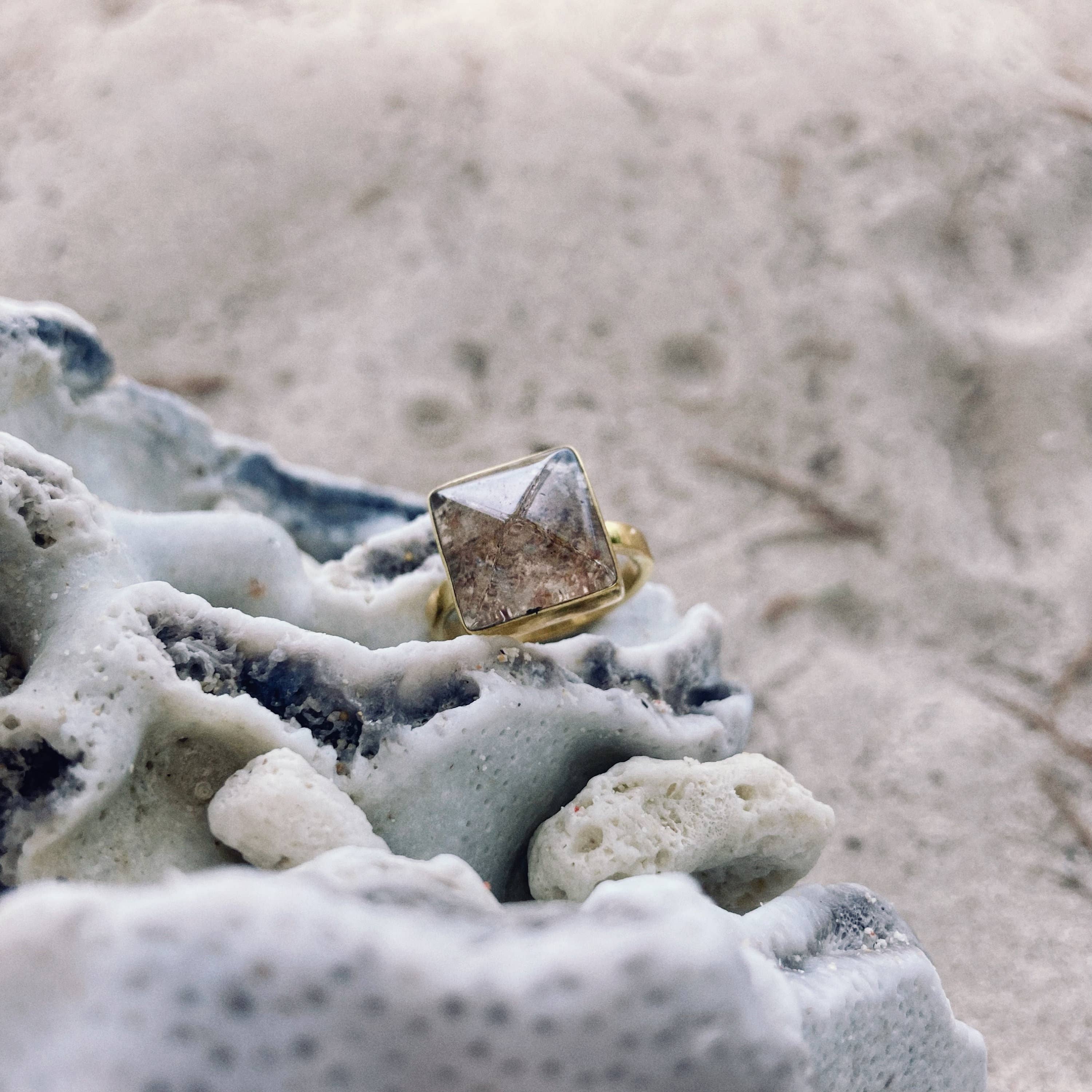 Bonisita - Wholesale Single Stone/Solitaire Ring -  Unique Pyramid Shape Garden Quartz Ring - Nickel Free Brass5