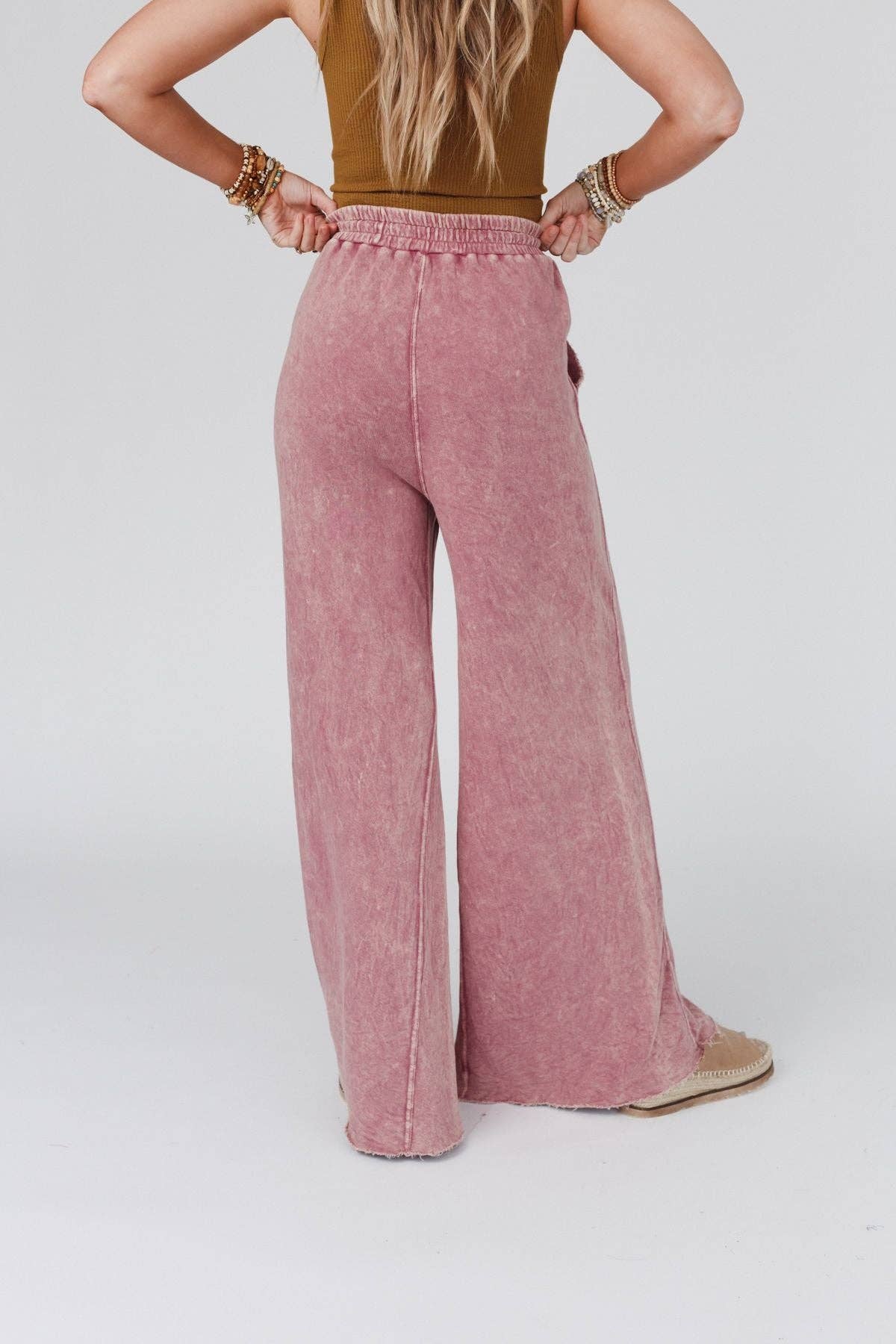 Three Bird Nest - Vente Pantalon – femme - Pantalon à jambes larges Relaxing Robin - New Mauve9