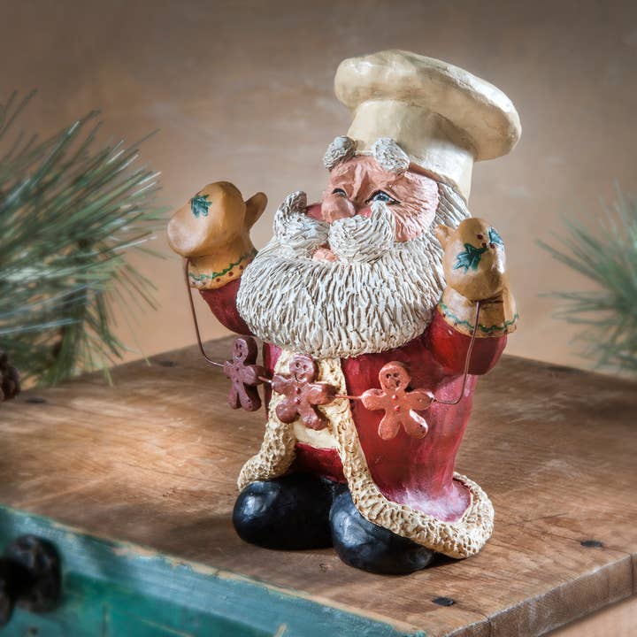 J Devlin Glass Art & Bert Anderson Collection - Wholesale Christmas Decoration - Chef Santa Christmas Figurine By Bert Anderson - MB 15