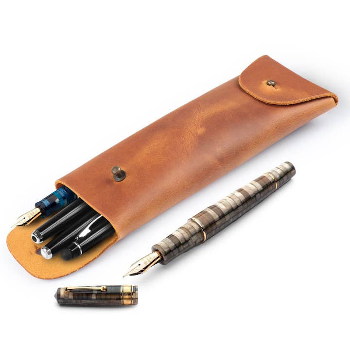 Londo – wholesale Pen & pencil holder – Londo Top Grain Leather Pen Case with Metal Snap Fastener, Pencil Pouch Stationery Bag24