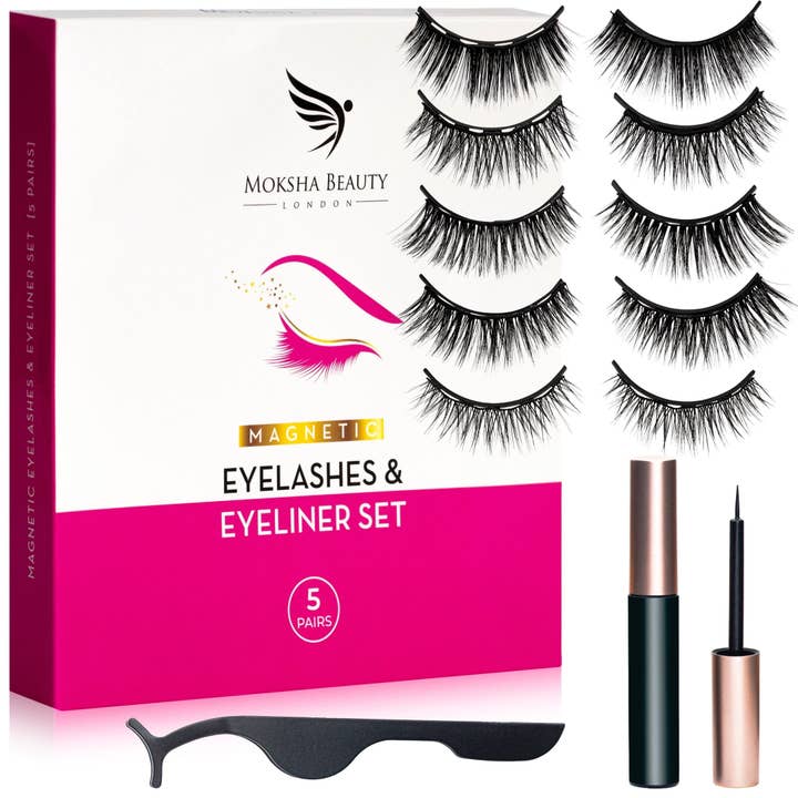 Magnetic Eyelashes Magnetic Eyeliner and Lashes Kit - 5 Pair for wholesale by Moksha Beauty