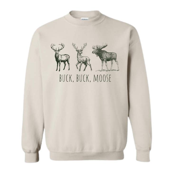 Buck, Buck, Moose Adult Crewneck for wholesale by Sage & Soil
