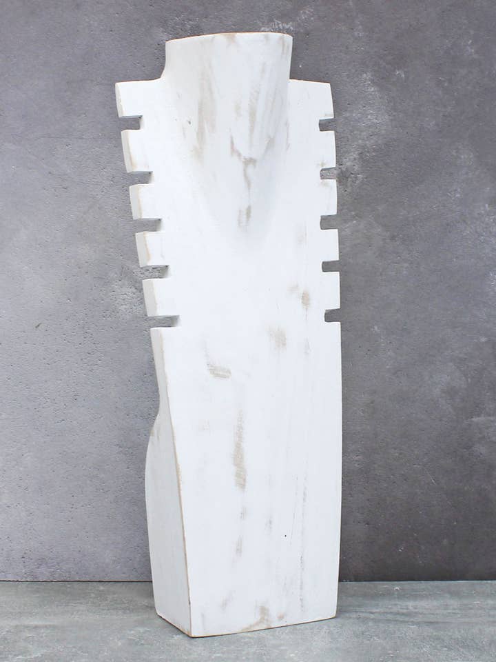 EL1204W 40CM NOTCHED WOODEN BUST for wholesale by Suzie Blue