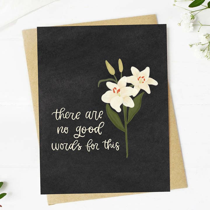"There are no good words for this" Flowers Sympathy Card for wholesale by Big Moods