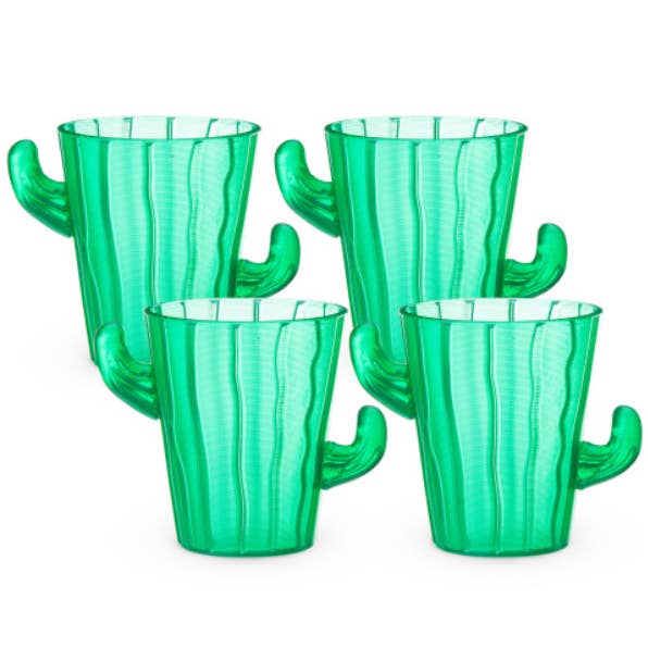 TRUE - Wholesale Shot Glass - TrueZoo Green Plastic Cactus Shot Glasses - 2 oz - Set of 4